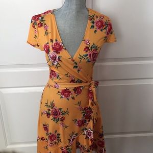 H&M Yellow Floral Wrap Dress